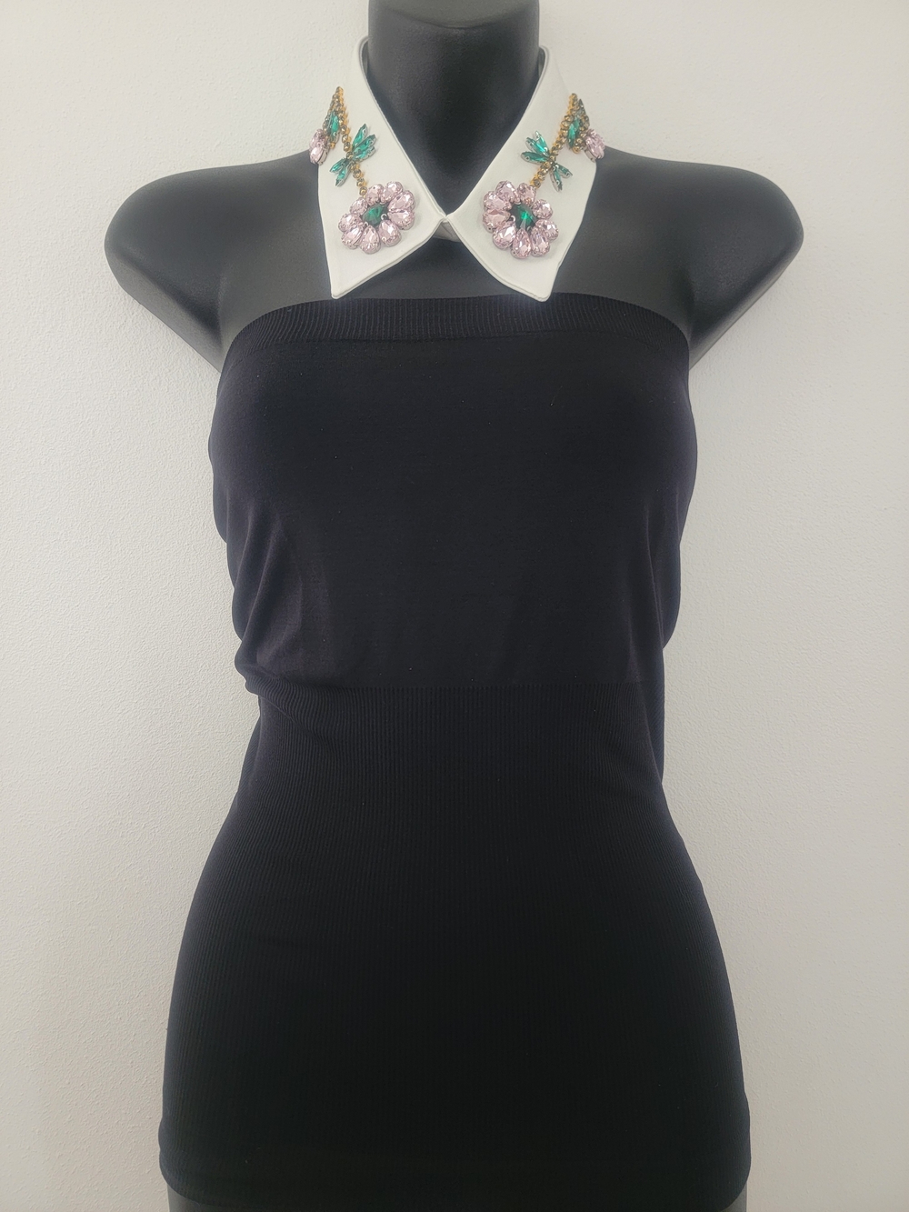 Embellished Black Strapless Top